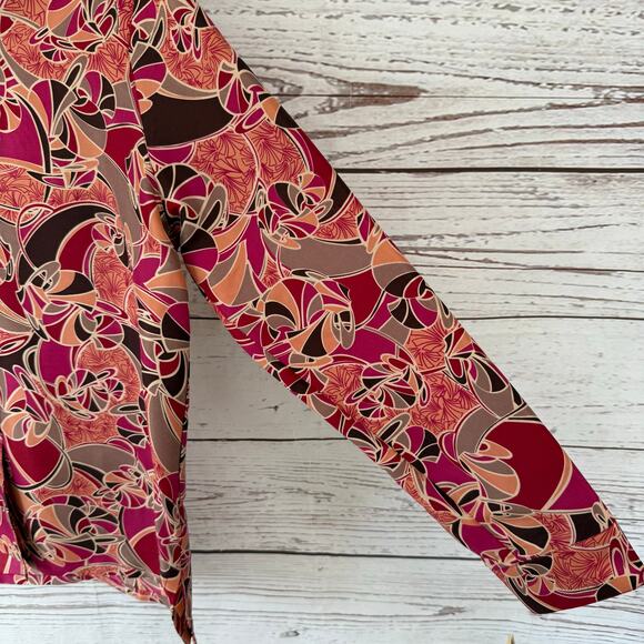 C.L.O.T.H.E.S. New Women's Multicolor 100%Silk Button Down Top Size Medium - Picture 5 of 13